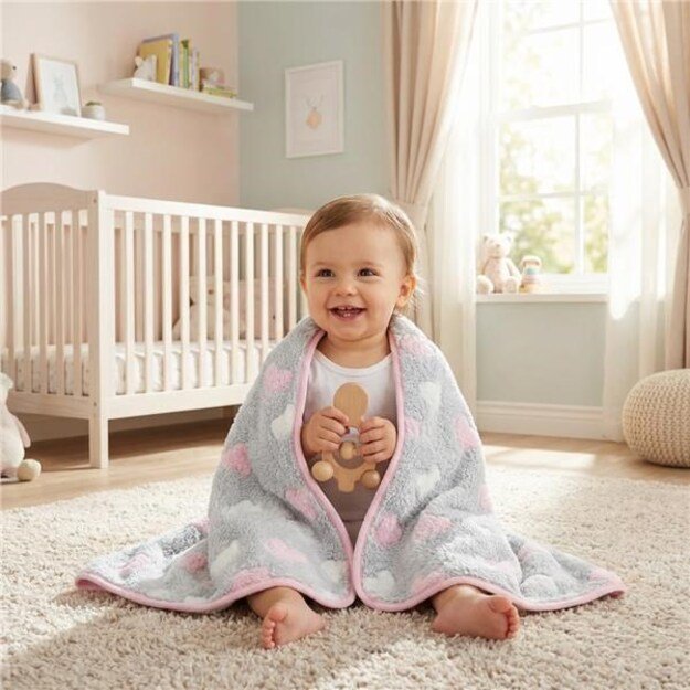 Baby blanket New Baby 80x90 heart pink