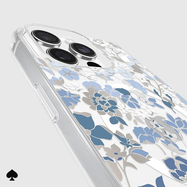 Kate Spade Niujorko apsauginiai brangakmeniai „MagSafe“ – „iPhone 16 Pro Max“ dėklas (mėlyna gėlių lova) 24