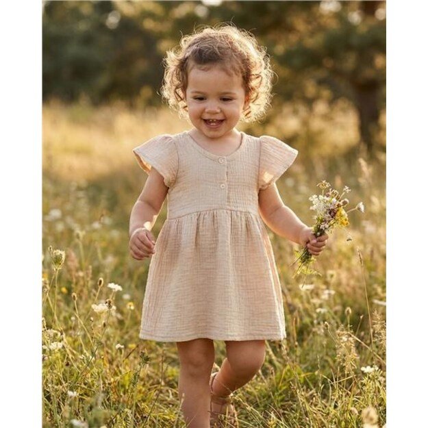 Baby muslin dress New Baby beige, 56 (0-3m)