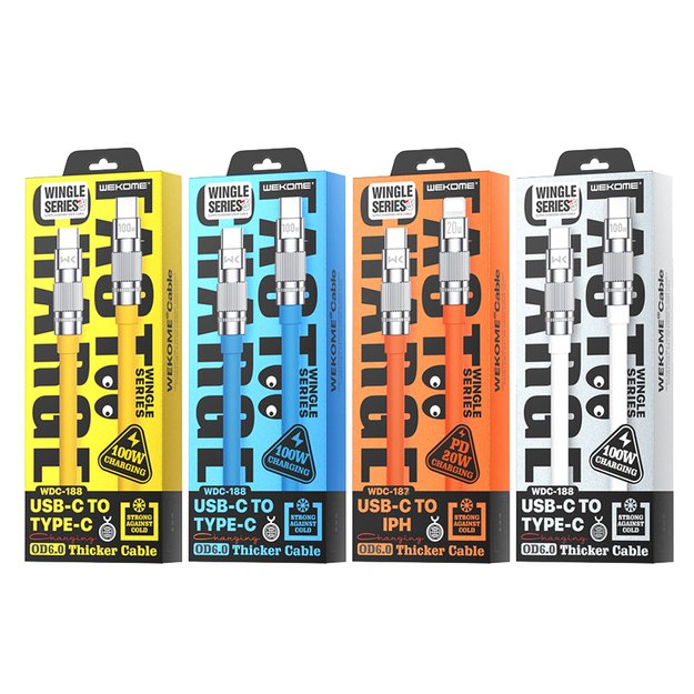 WEKOME WDC-188 Wingle Series – USB-C į USB-C 100W greito įkrovimo jungiamasis laidas, 1 m (baltas) 3