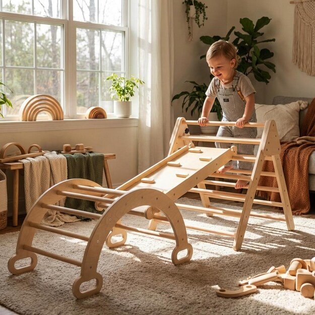 Wooden Montessori / Pikler Climbing Set Baby Mix