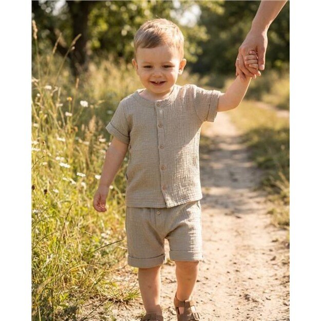 Baby Muslin Shirt with Shorts New Baby linen, 86 (12-18m)