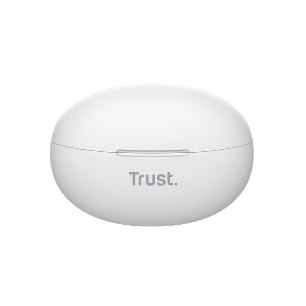 Trust Yavi – belaidės „Bluetooth TWS“ ausinės su įkrovimo dėklu ir ENC (baltos spalvos)