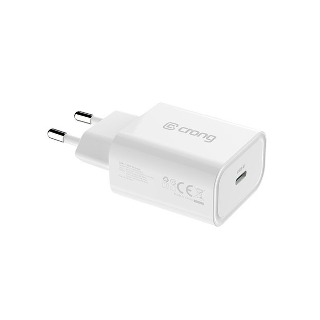 Crong USB-C kelioninis įkroviklis – sieninis įkroviklis USB-C maitinimo tiekimas 20 W (baltas)