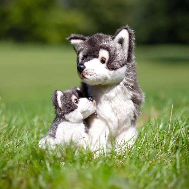 Plush wolf with cub 27 cm ECO-FRIENDLY