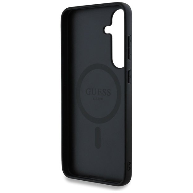 Guess Leather 4G Colored Ring Classic Logo MagSafe - Case for Samsung Galaxy S25+ (black)