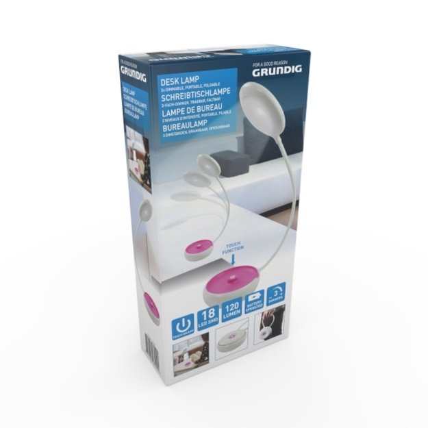 Grundig - sulankstoma LED biuro lempa 15 cm (rožinė) 1