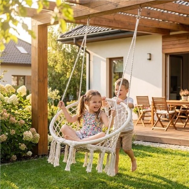 Baby Mix Cream-Colored Hanging Rocking Chair
