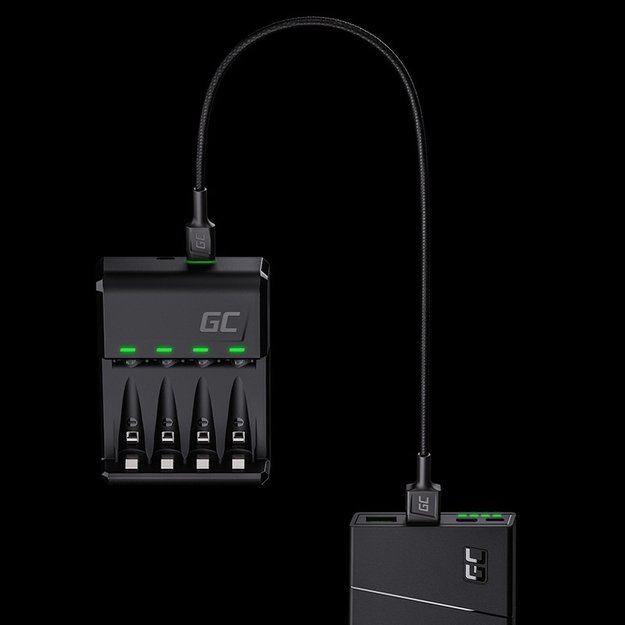 Green Cell GC VitalCharger Ni-MH AA ir AAA baterijų įkroviklis su Micro USB ir USB-C prievadu 4