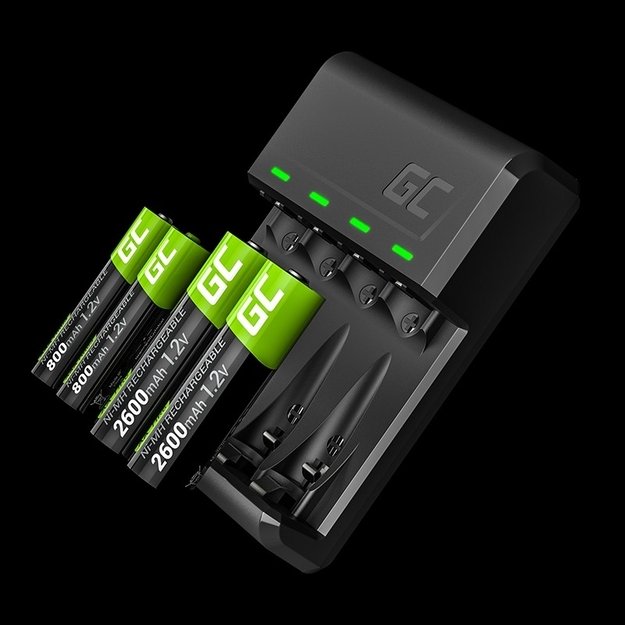 Green Cell GC VitalCharger Ni-MH AA ir AAA baterijų įkroviklis su Micro USB ir USB-C prievadu 2