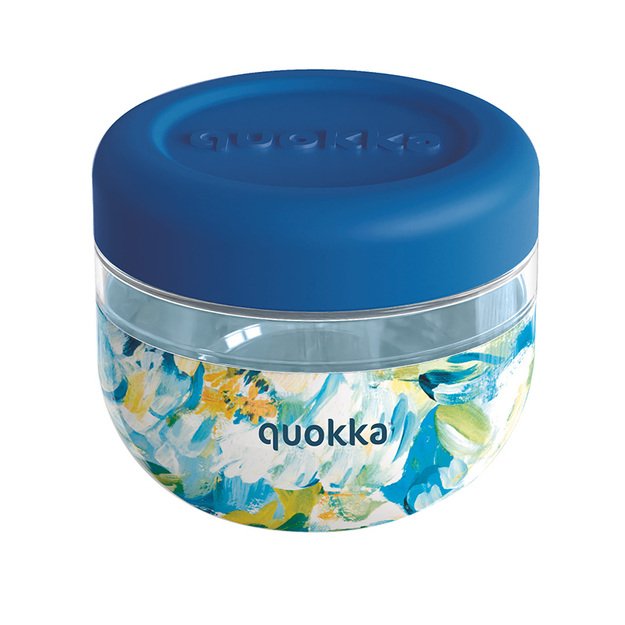 Quokka Bubble Food Jar - Plastikinė maisto talpa / priešpiečių dėžutė 500 ml (Blue Peonies) 1