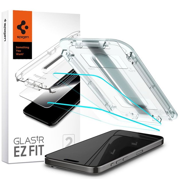 Spigen GLAS.TR EZ FIT 2-Pack – grūdintas stiklas skirtas iPhone 15 Pro 2-pack