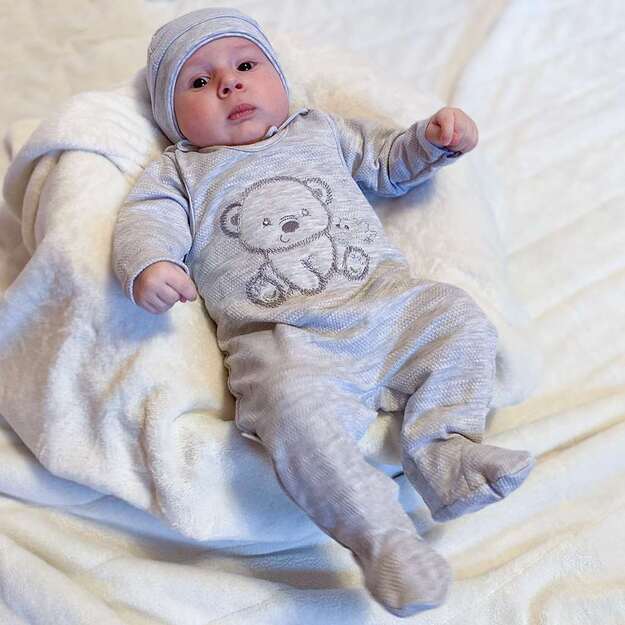 Naujas Baby Sweet Bear nėščiųjų rinkinys pilkas, 56 (0-3m), 56 (0-3m) dydis