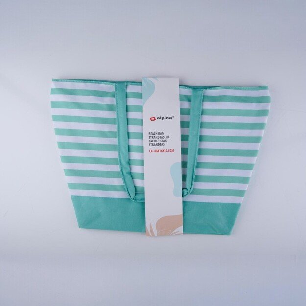 Alpina - dryžuotas paplūdimio krepšys 49,3x16x34 cm (turkio / baltas) 2