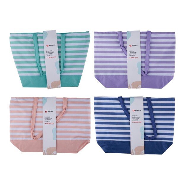 Alpina - dryžuotas paplūdimio krepšys 49,3x16x34 cm (turkio / baltas) 3