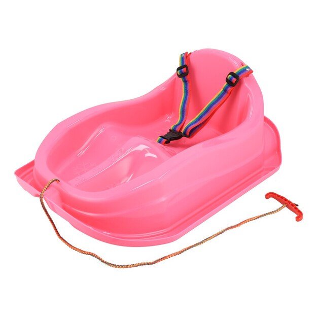 Plastikinės rogutės su atlošu Baby Mix MINI rožinės spalvos
