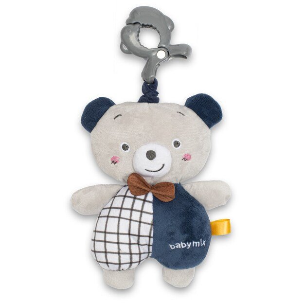 Baby Mix Teddy Bear Blue pliušinis žaislas su žaislų mašinėle ir segtuku