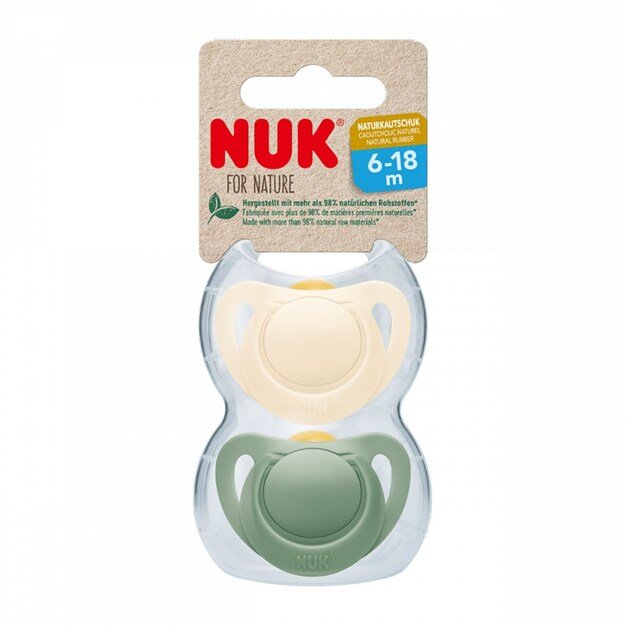 NUK For Nature latekso čiulptukas 6-18 m 2 vnt dėžutė žalia, 6-18 m