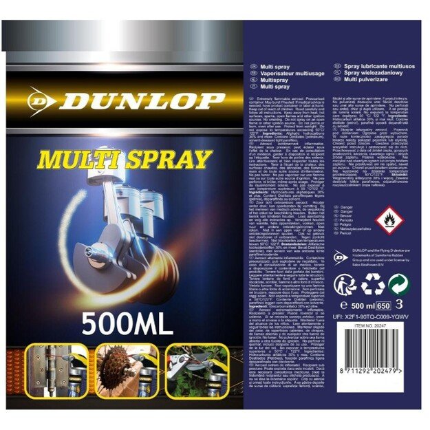 Dunlop - Daugiafunkcis purškiklis / Tepimo priemonė / Įsiskverbianti alyva / Valiklis / Kontaktinis purškiklis 500 ml 2