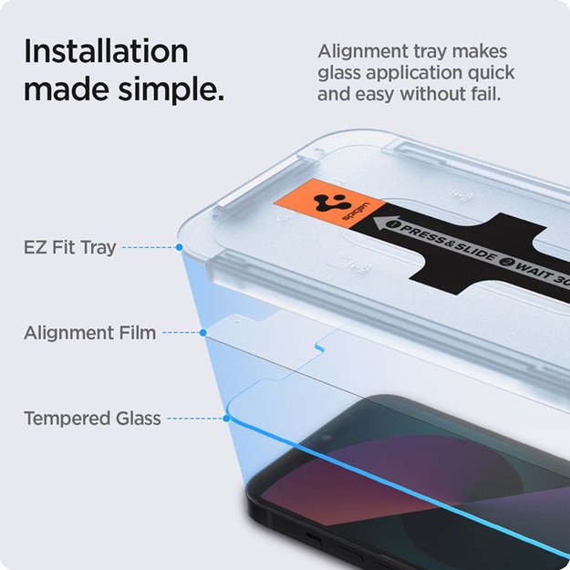 Spigen GLAS.TR EZ FIT 2-Pack - Grūdintas stiklas skirtas iPhone 14 / iPhone 13 Pro / iPhone 13 2 vnt. 7