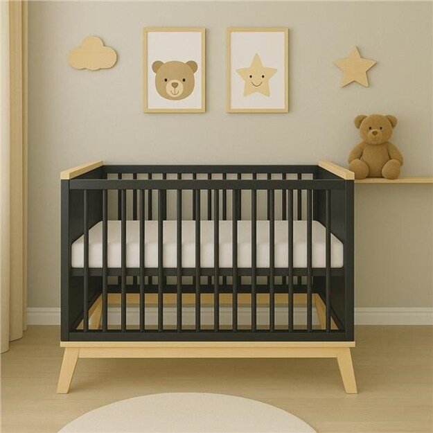 Naujas Baby MARCUS 120x60 cm grafitas/natūralus