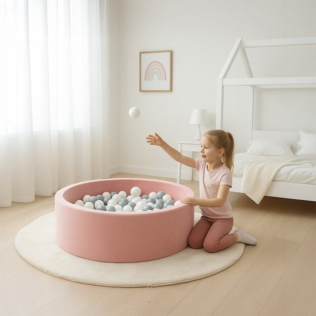 Vaikų sausas baseinas su kamuoliukais New Baby rožinė