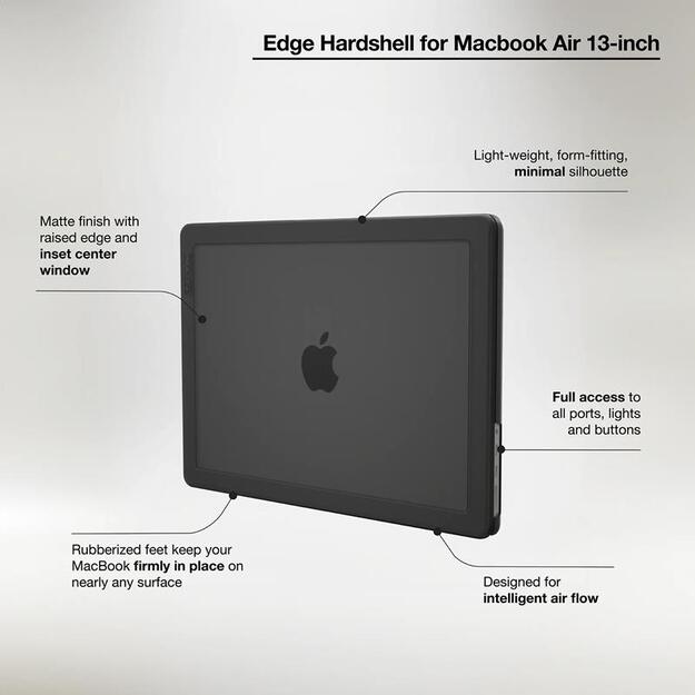 „Incase Edge Hardshell Case“ – dėklas, skirtas „MacBook Air 13 M3“ (2024) / M2 (2022) (juodas)