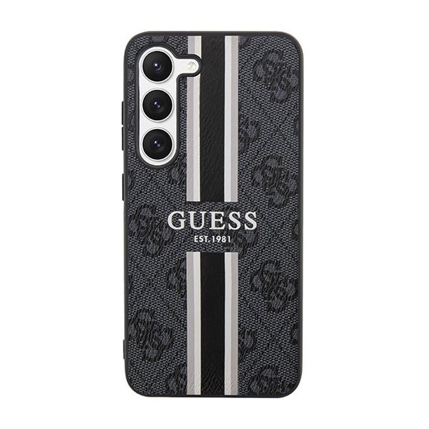 Guess 4G Printed Stripe – dėklas, skirtas Samsung Galaxy S23 (juodas)