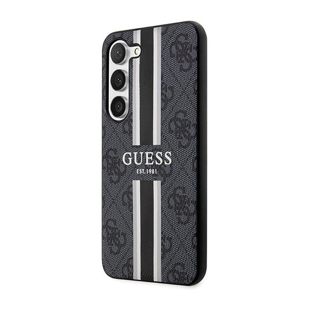 Guess 4G Printed Stripe – dėklas, skirtas Samsung Galaxy S23 (juodas)