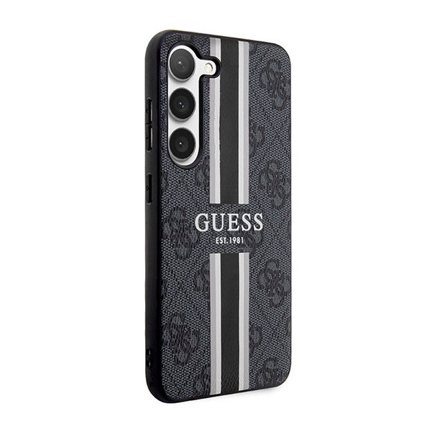 Guess 4G Printed Stripe – dėklas, skirtas Samsung Galaxy S23 (juodas)