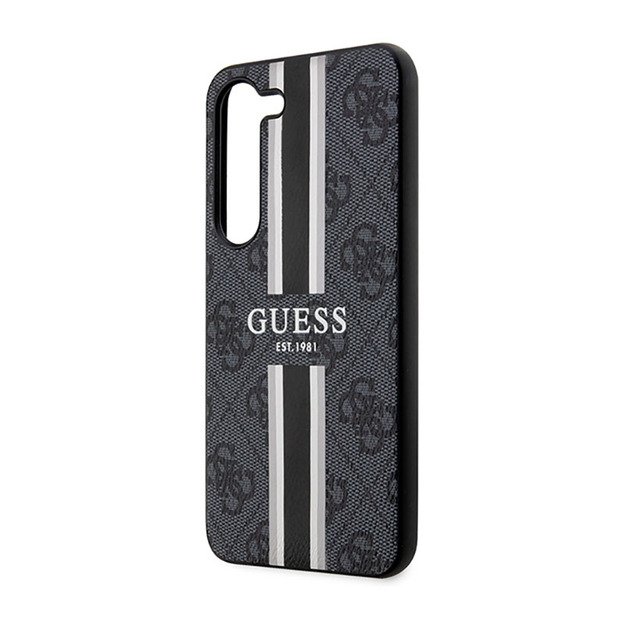 Guess 4G Printed Stripe – dėklas, skirtas Samsung Galaxy S23 (juodas)