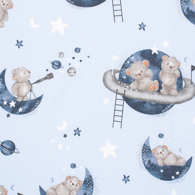 Medvilninė lovatiesė medvilnė New Baby Teddy meškiukas erdvėje 120x60 cm