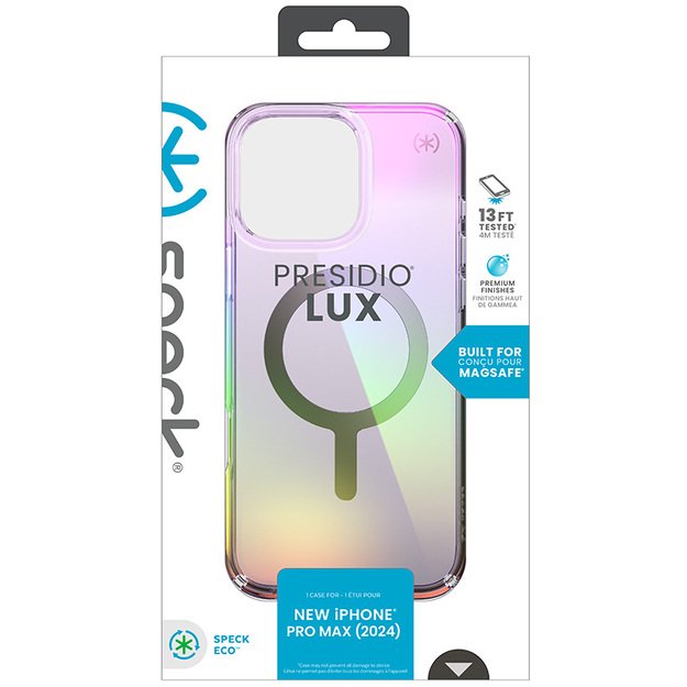 Speck Presidio2 Lux MagSafe – dėklas, skirtas iPhone 16 Pro Max (nuostabiai violetinė / skaidrus)