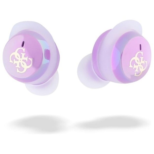 Guess 4G spausdintas logotipas – Bluetooth TWS ausinės + įkrovimo dėklas (violetinė)