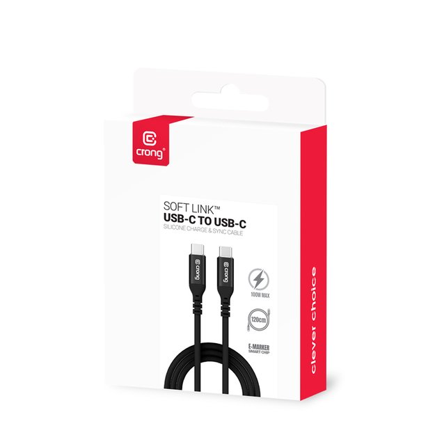 „Crong Soft Link“ – 100 W PD 5A USB-C į USB-C laidas 200 cm (juodas) 11