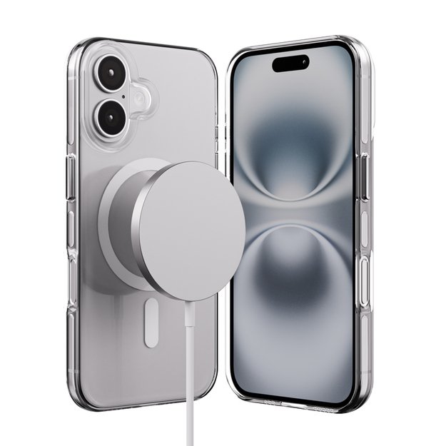 Crong Clear MAG Pro – dėklas iPhone 16 MagSafe (baltas) 1