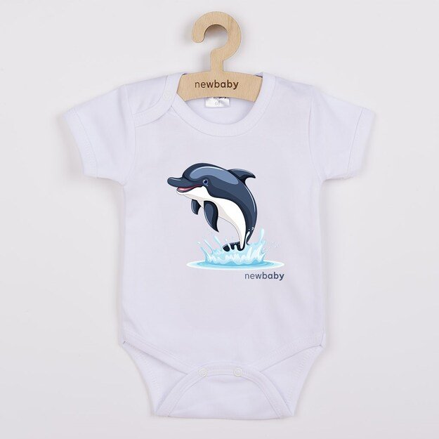 Kūdikių kombinezonas su raštu New Baby Dolphin - trumpomis rankovėmis, 68 (4-6m)