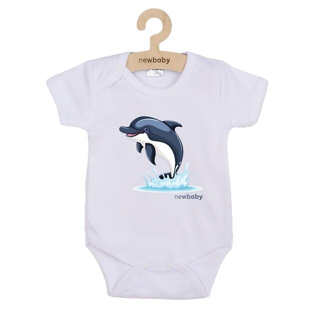 Kūdikių kombinezonas su raštu New Baby Dolphin - trumpomis rankovėmis, 68 (4-6m)