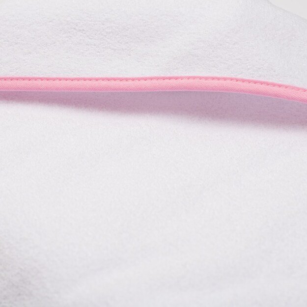 Kiltinis rankšluostis kūdikiui su gobtuvu New Baby BASIC 100x100 balta-rožinė