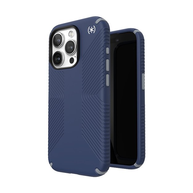 Speck Presidio2 Grip Magsafe – dėklas, skirtas iPhone 15 Pro (pakrančių mėlyna / dulkių pilka / balta)