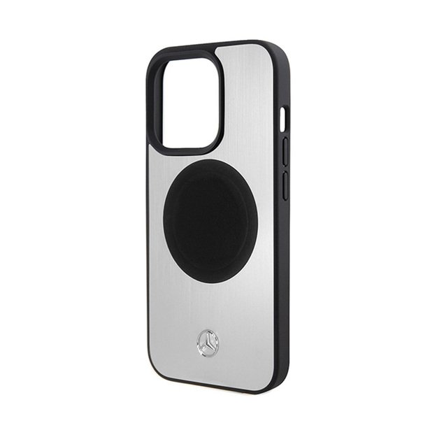 Mercedes Leather & Alu MagSafe – iPhone 15 Pro Max dėklas (sidabras) 13