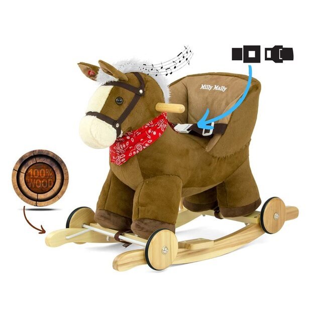 Supamasis arklys su melodija ir ratukais Milly Mally Polly brown
