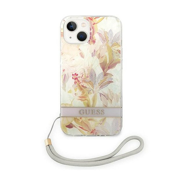 Guess Flower Cord – dėklas, skirtas iPhone 14 Plus (violetinė)