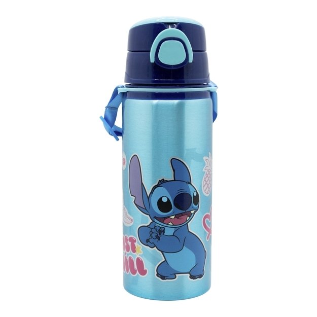 Disney Stitch - aliuminio vandens buteliukas su šiaudeliu ir dirželiu 730 ml 5