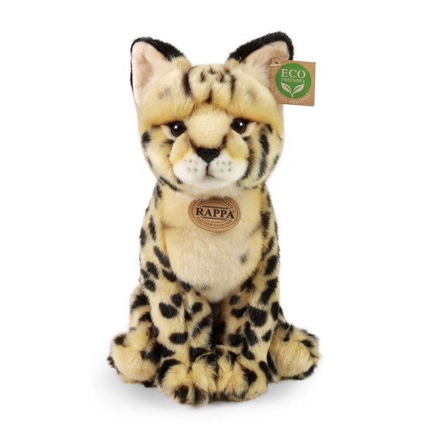 Rappa - realistiškas pliušinis žaislas Serval katė sėdinti 30 cm ekologiškas