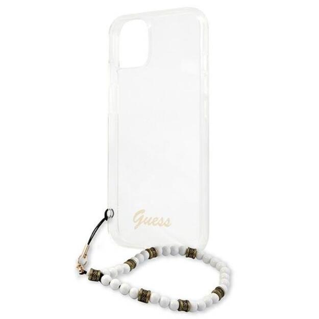 „Guess“ balto perlo dirželio dėklas „iPhone 13 Mini“ (skaidrus) 3