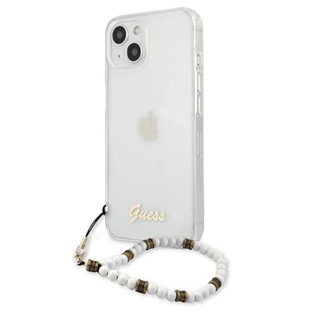 „Guess“ balto perlo dirželio dėklas „iPhone 13 Mini“ (skaidrus) 7