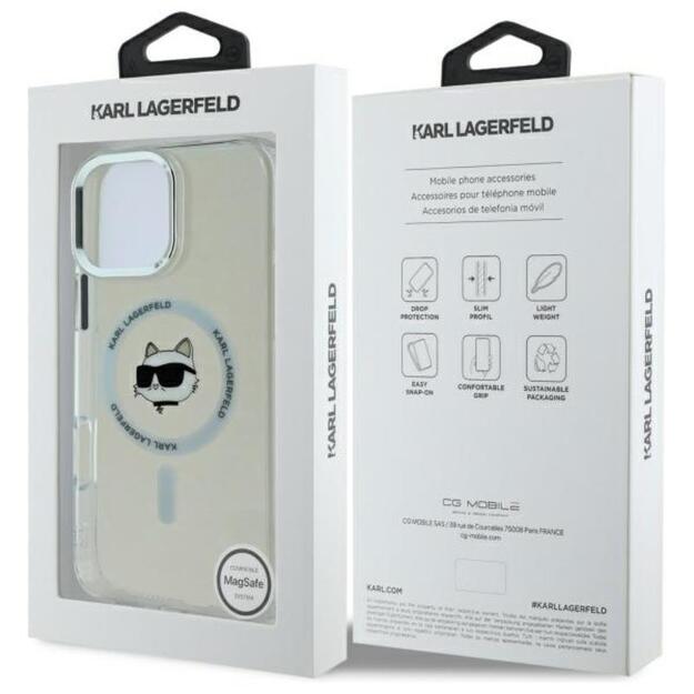 „Karl Lagerfeld IML Metal Choupette Head MagSafe“ dėklas, skirtas „iPhone 16 Pro Max“ (baltas) 1