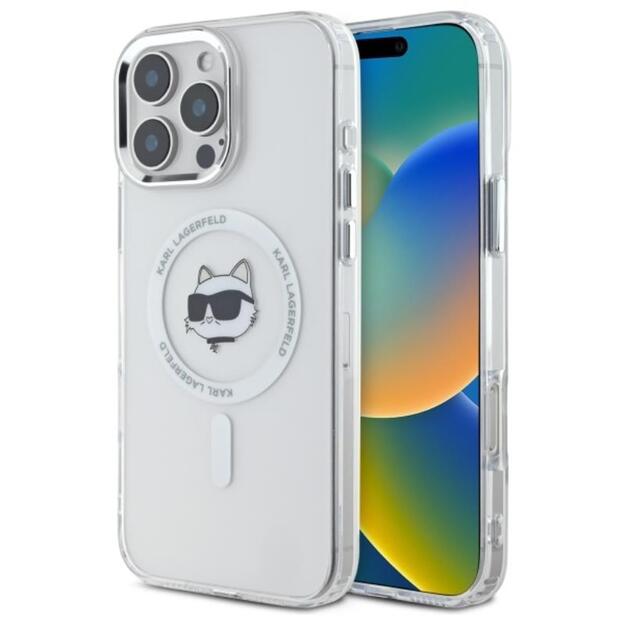 „Karl Lagerfeld IML Metal Choupette Head MagSafe“ dėklas, skirtas „iPhone 16 Pro Max“ (baltas) 8