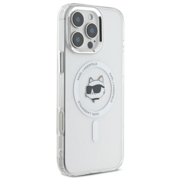 „Karl Lagerfeld IML Metal Choupette Head MagSafe“ dėklas, skirtas „iPhone 16 Pro Max“ (baltas) 5